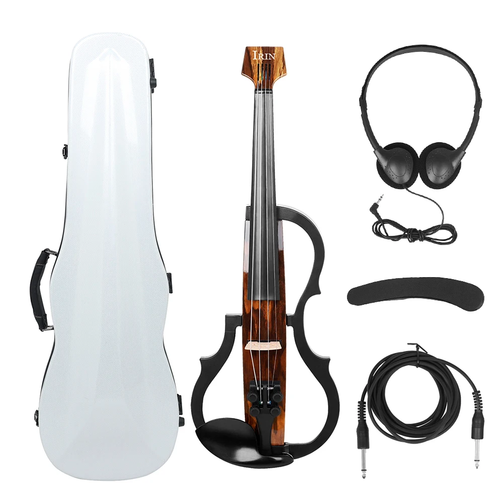 

4/4 Electric Violin Carbon Fiber Headless Fiddle With Bow Carry Case Headphone Cable Shoulder Rest Violin Parts & Accessories