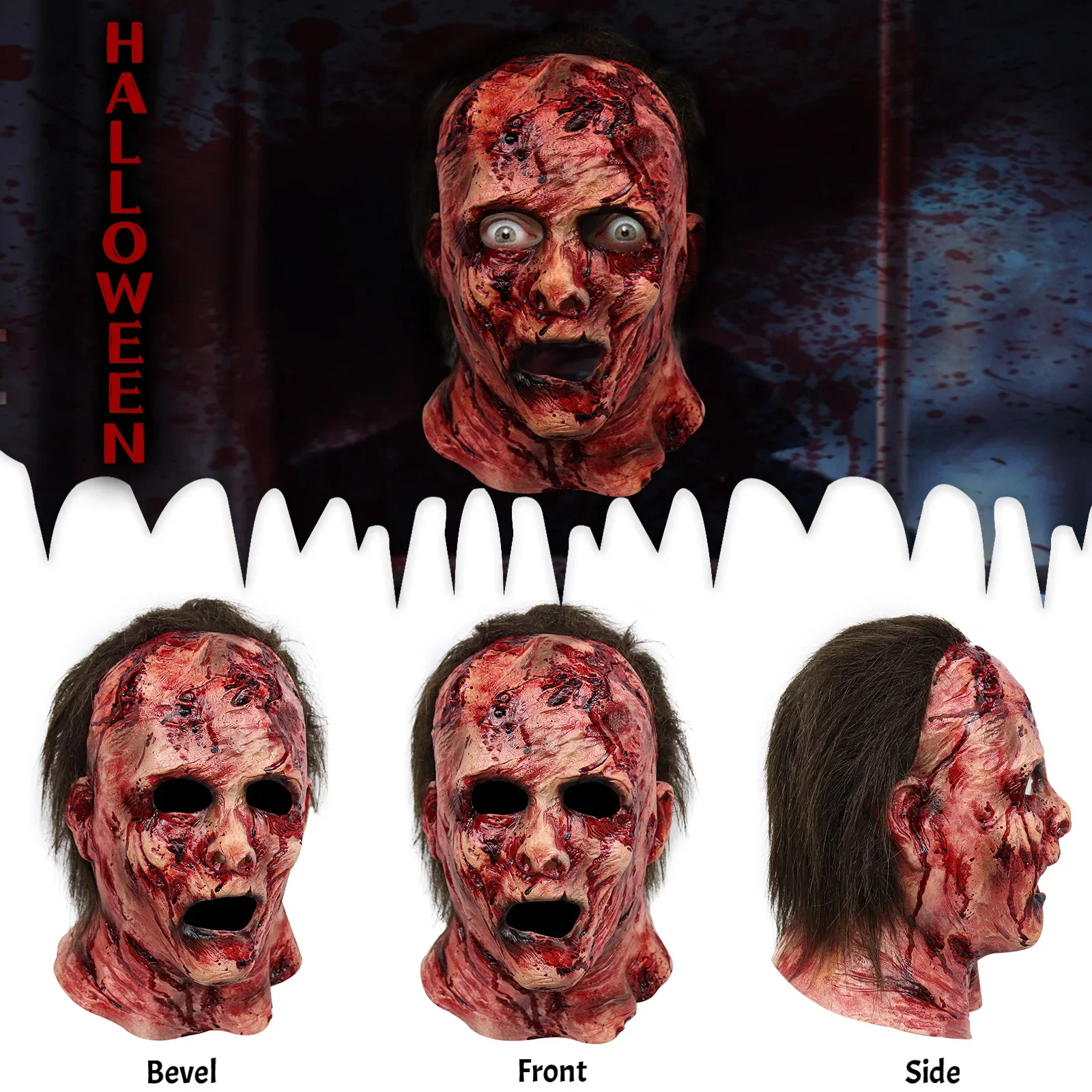 Major Michael Myers Masks Halloween Men's Latex Christmas Mask Bloodiness Face Head Cover Cosplay Mask Dress Up PartyTerror Mask