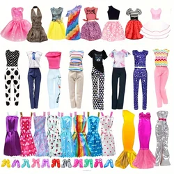 30Pcs Doll Clothes And Accessories Set for 30cm Dolls Include 4Fashion Dresses 4Top And Pants 2Long Dresses 10Shoes 10Dresses
