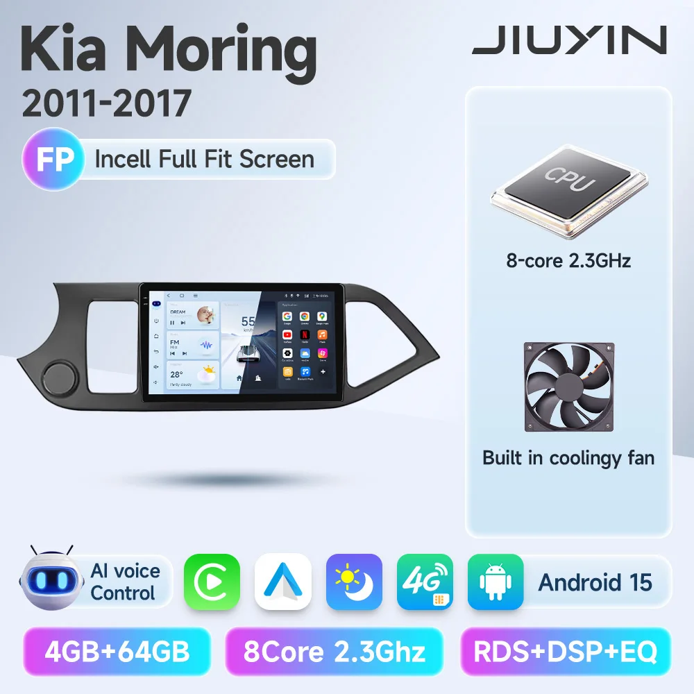 JIUYIN Android 15 Carplay Autoradio Multimidia Video Speler Voor KIA PICANTO Ochtend 2011-2016 Navigatie GPS IPS Head Unit
