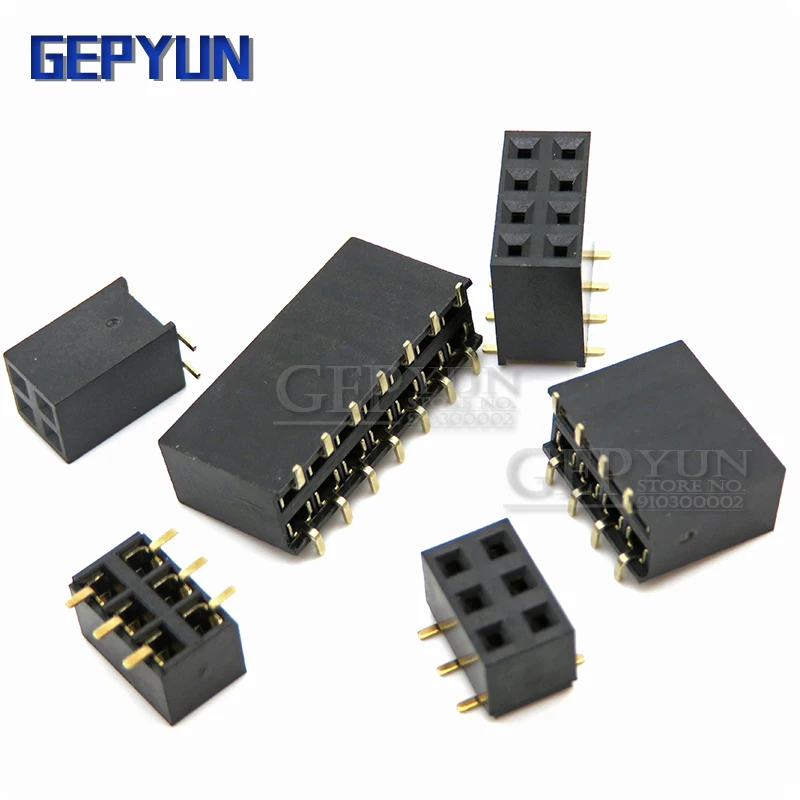 SMT 2.54mm 2.54 Double Row Female Breakaway PCB Board Pin Header socket Connector Pinheader 2*3 2*10 2*12 2*15 2*20 2*40 SMD NEW