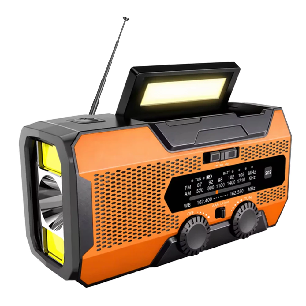 Hand Crank Solar Emergency Radio with NOAA Weather Alert AM/FM WB 10000mAh Power Bank SOS Alarm Flashlight Strobe Light IPX6