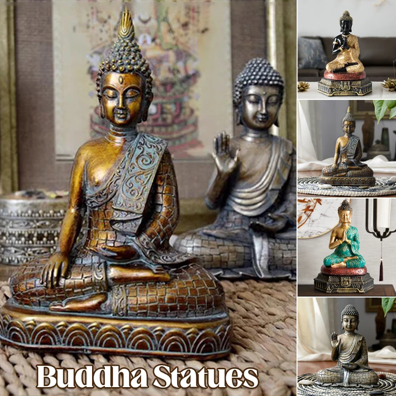 

Buddha Ornaments Buddha Statues Thailand Sculpture Buddhism Figurine Meditation Home Office Desk Decor Crafts Fengshui Gift