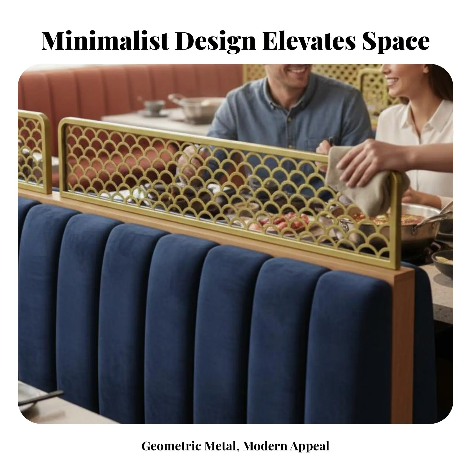 Restaurant Booth Divider Wrought Iron design Partition Screen Glass Accent Sturdy Construction for Cafe Proprietors, Restaurants