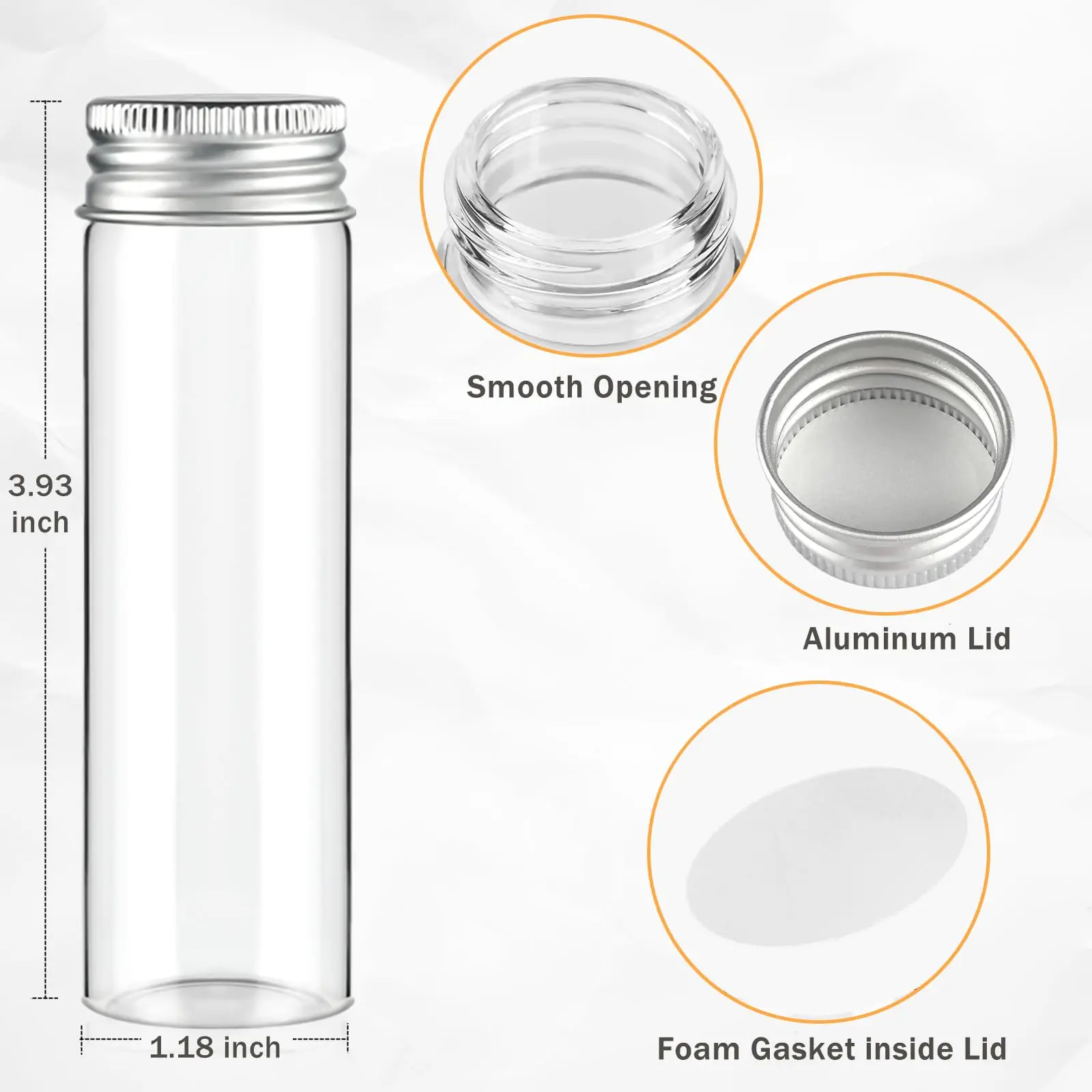 12PCS 50ml Glass Spice Jars, Transparent Spice Containers with Aluminum Lids, Seasoning Storage Bottle, Glass Seasoning Jars