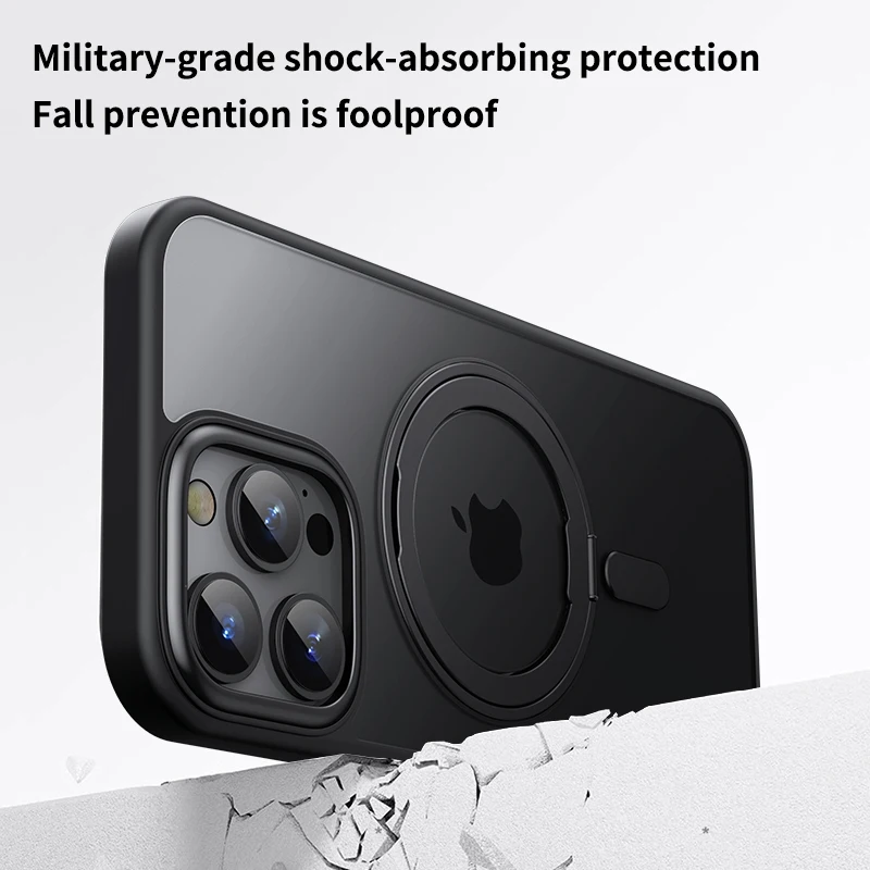 Luxe magnetisch 360° ° Rotatie Stand Skin Feel Doorschijnend hoesje voor IPhone 17 16 15 14 13 Pro Max 16 Pro met Ringhouder Cover