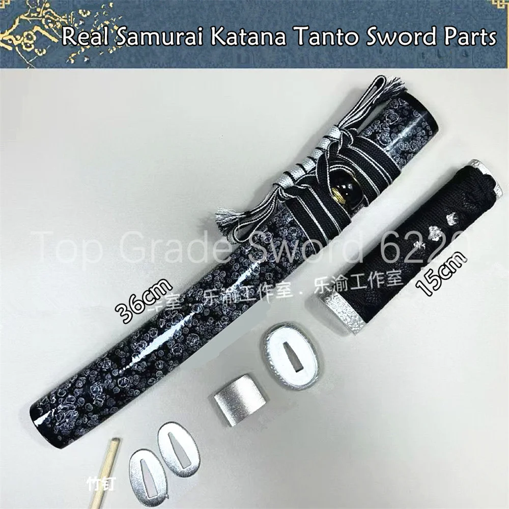 A Set Very Excellent Tsuka Handle Tsuba Handguard Habaki Seppa Hardwood Sheath For Real Samurai Katana Tanto Sword Parts