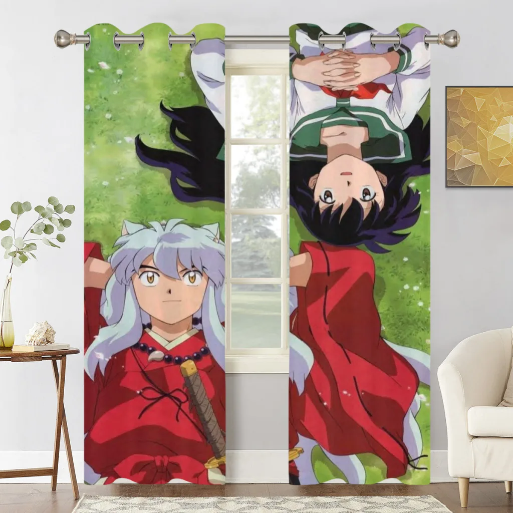 

Kagome And Inuyasha Anime 2 PC Blackout Windows Curtain for Living Room Bedroom Bathroom Curtains