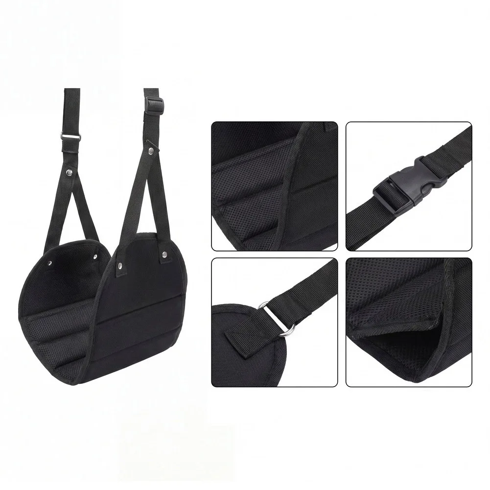 Portable Adjustable Travel Footrest Black Polyester Leg Support For Plane Train Home Comfort And Circulation Garden Gear