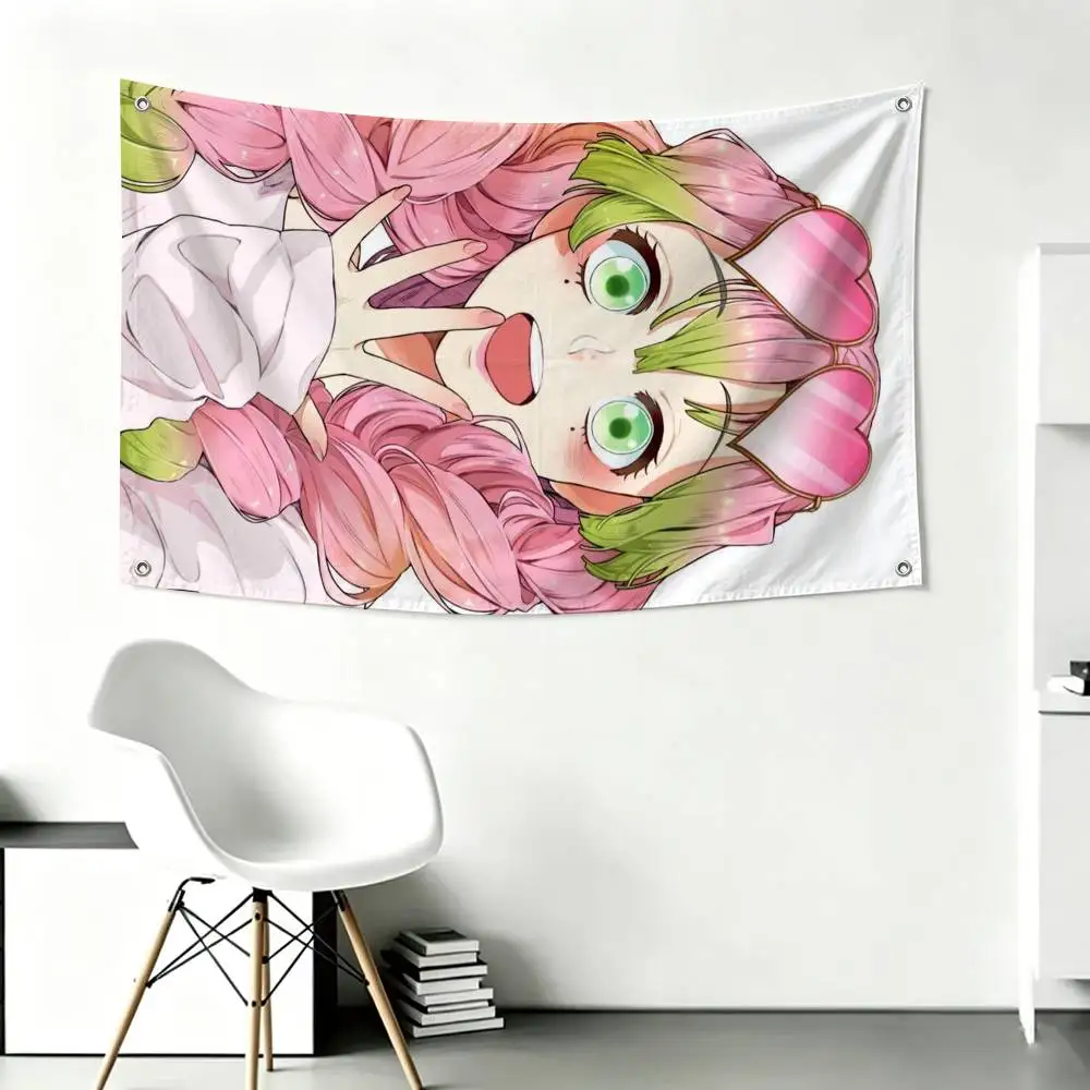 Anime Kanroji M-Cute M-Mitsuri Flags for Bedrooms Home Decor Items Outdoor Decors Garage Decoration Flaga