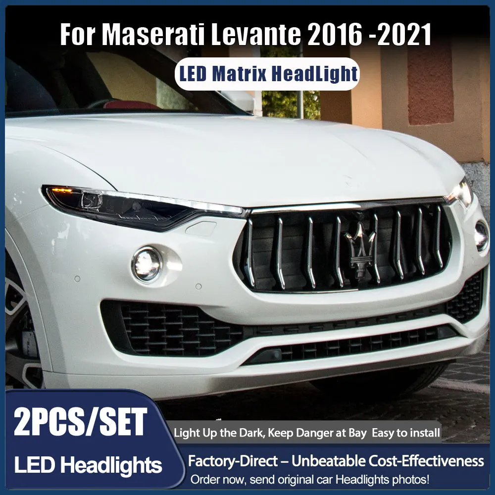 

2 шт. светодиодные фары в сборе для Maserati Levante 2016 2017 2018-2021, модифицированные светодиодные матричные фары, новые фары в сборе
