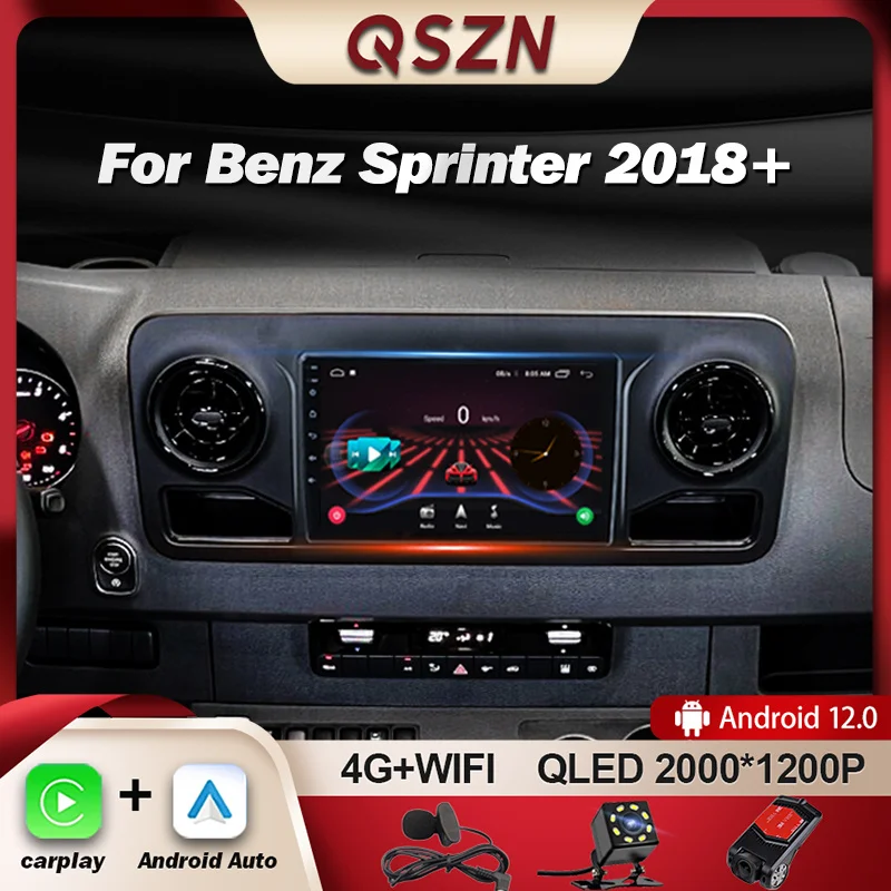 QSZN For Benz Sprinter W907 910 2018 + LHD Car Radio Multimedia Video Navigation GPS 4G Carplay Android 13 Autoradio Stereo DVD