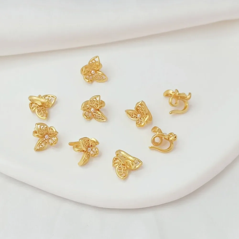 

Ancient-style Gold Accessories Hollowed-out Butterfly Ending Pendant Clasp DIY Handcrafted Link Hook Clasp Accessory Materials