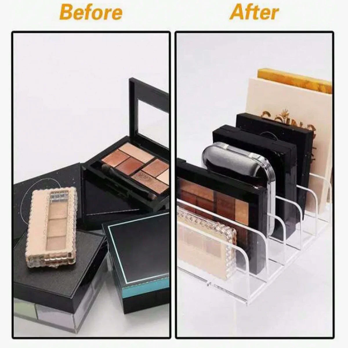 7-Compartment Transparent Makeup Organizer for Eyeshadow Palette and Cosmetics, Vanity Table and Bathroom Countertop Storage Box gallery 2