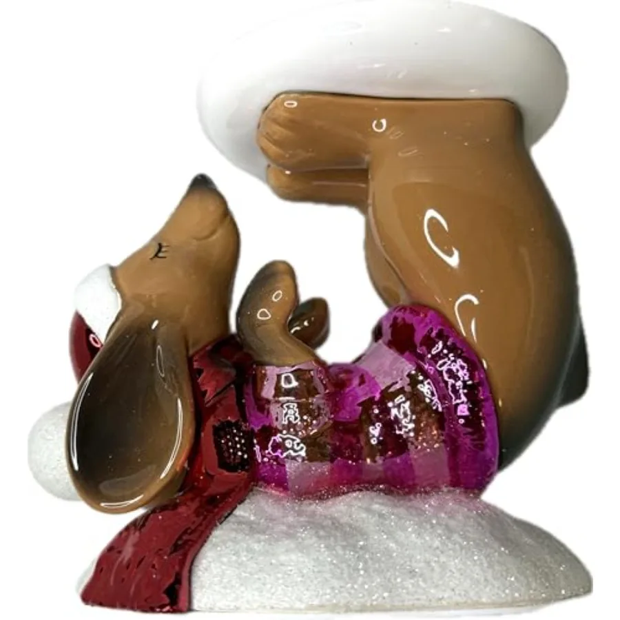 

Holiday Dachshund Dog Pedestal in Pink and Fuchsia 3-Wick Pedestal Candle Holder
