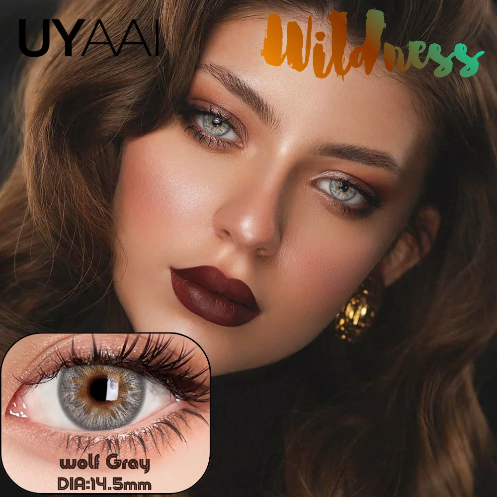 UYAAI – lentilles de contact de couleur sauvage, conception irrégulante multi-tonique Unique pour les yeux fascinants, marron/vert/gris,