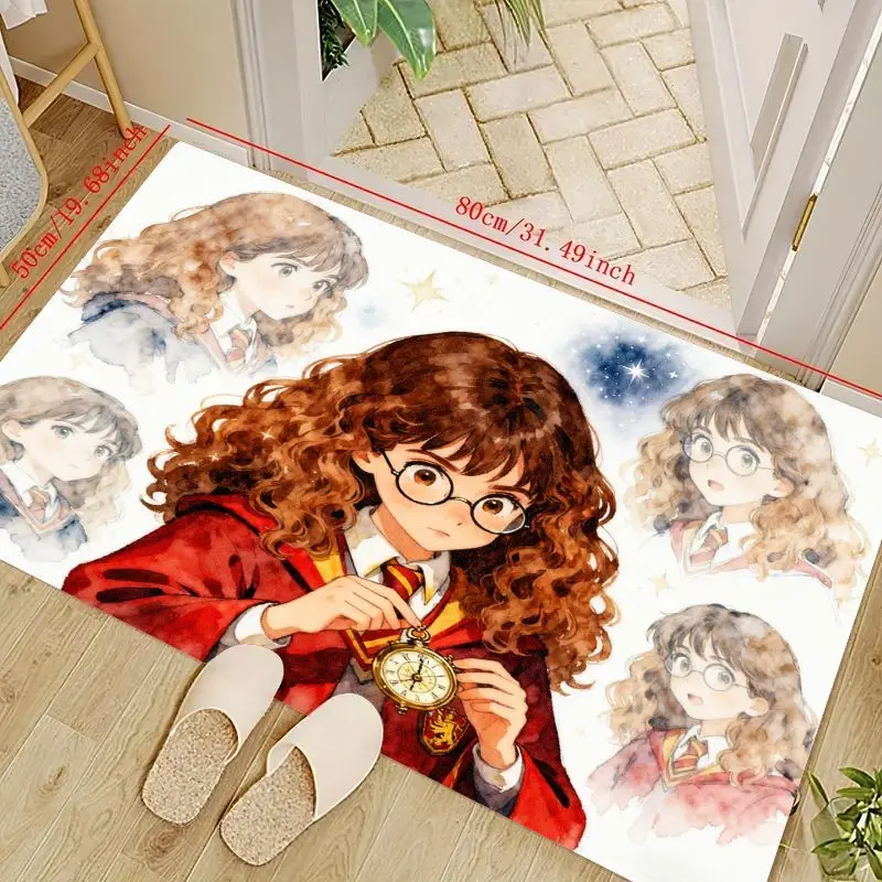 

1 шт. милый аниме Гермиона Грейнджер Гарри Поттер Волшебный мир напольный коврик, декоративный коврик Kawaii Time-Turner, нескользящий мягкий Wa