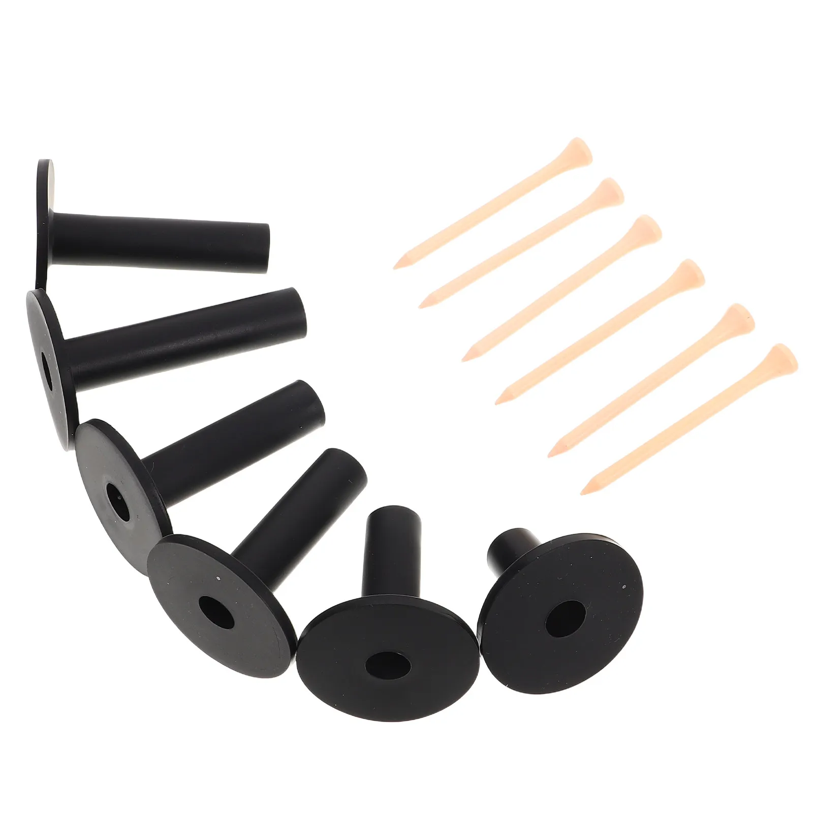 

Набор из 6 резиновых ти для гольфа, черные деревянные ти-держатели, размеры 35, 54, 65, 70, 75, 83 мм, для тренировочных матов и симуляторов гольфа