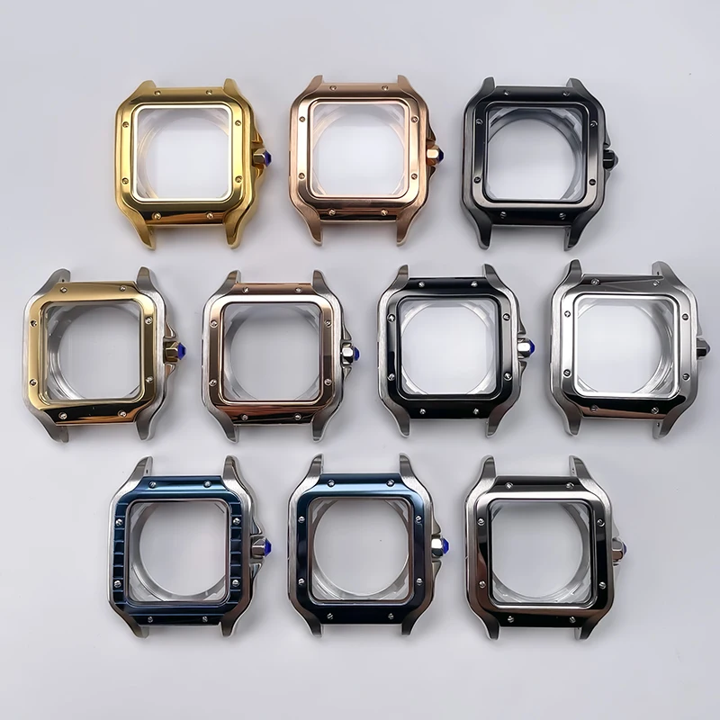 38mm NH35 Quadratisches Gehäuse Schwarz Gold Edelstahl Modifikationsteile für SKX Mod Zubehör Fit Santo Case NH35 NH36 Uhrwerk – Detail 2