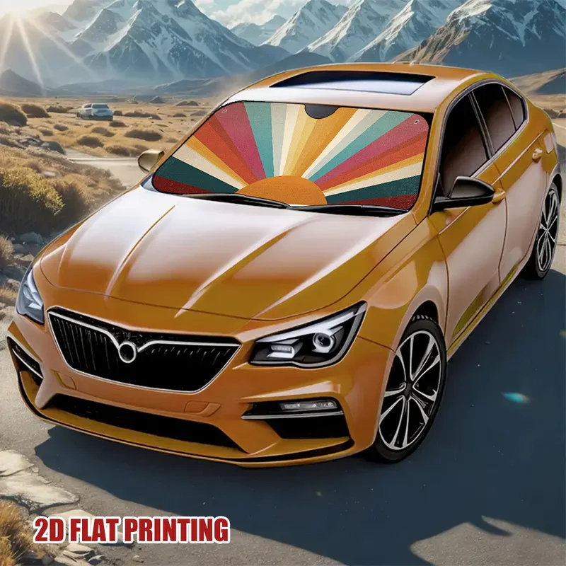 1pc Retro Sun Burst Car Visor, Suitable for Quick Parking and Short Stays, Helps Reduce Temperature Build-up Inside the Car