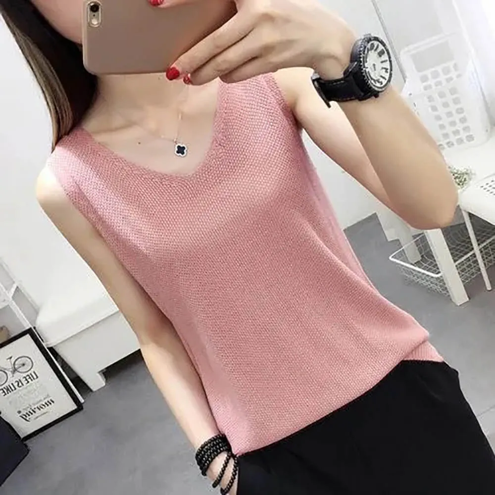 Nice Women Knitted Vest Shirt Spring Summer Female 2025 New Hollow Loose Outside Wear Thin Linen Coat 2025 Woman New Sleeveless