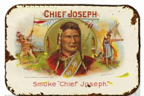 Chief Joseph Cigar Label. Metal Tin Sign  8 x 12  Vintage Retro Look