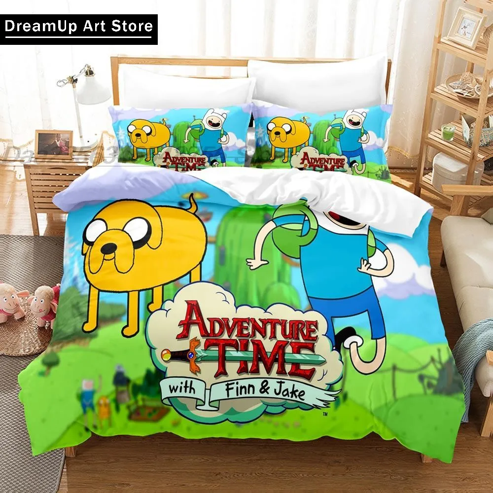 Adventure Time Finn Jake The Dog Face Bedding Set Quilt Cover Bed Cover with Pillowcase Twin Single Queen King Size Boys Adult