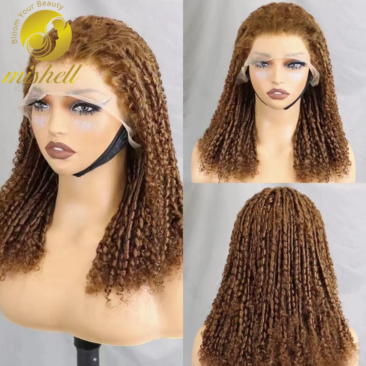 250% Density 4# Chocolate Brown Small Chopstick Roll Human Hair Wigs 13x4 Glueless Lace Frontal Wig with Baby Hair for Women