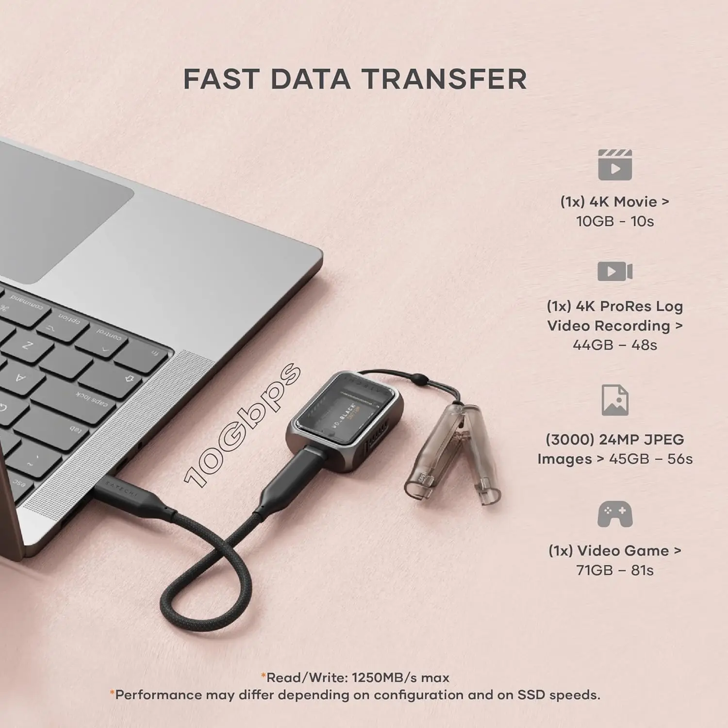 M.2 NVMe Mini SSD Enclosure for Steam Deck, Up to 2TB SSD Storage, Active Auto Cooling, Compact and Portable USB C Case