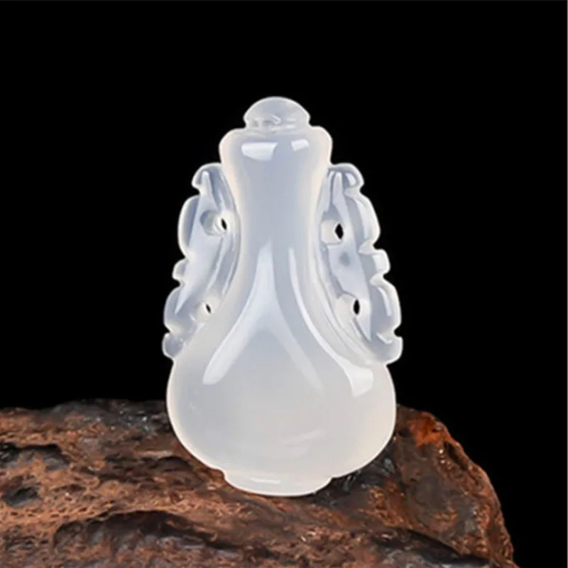 

Новый кулон из натурального халцедона, мужское и женское ожерелье с подвеской в виде вазы из ледяного агата