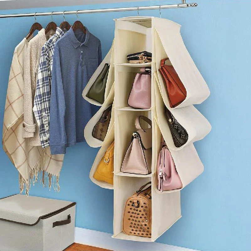 

Handbag Hanging Organizer Hanging Bag for Storage Door Wall Foldable Sundry Shoe Transparent Closet Storage Bags Accessories