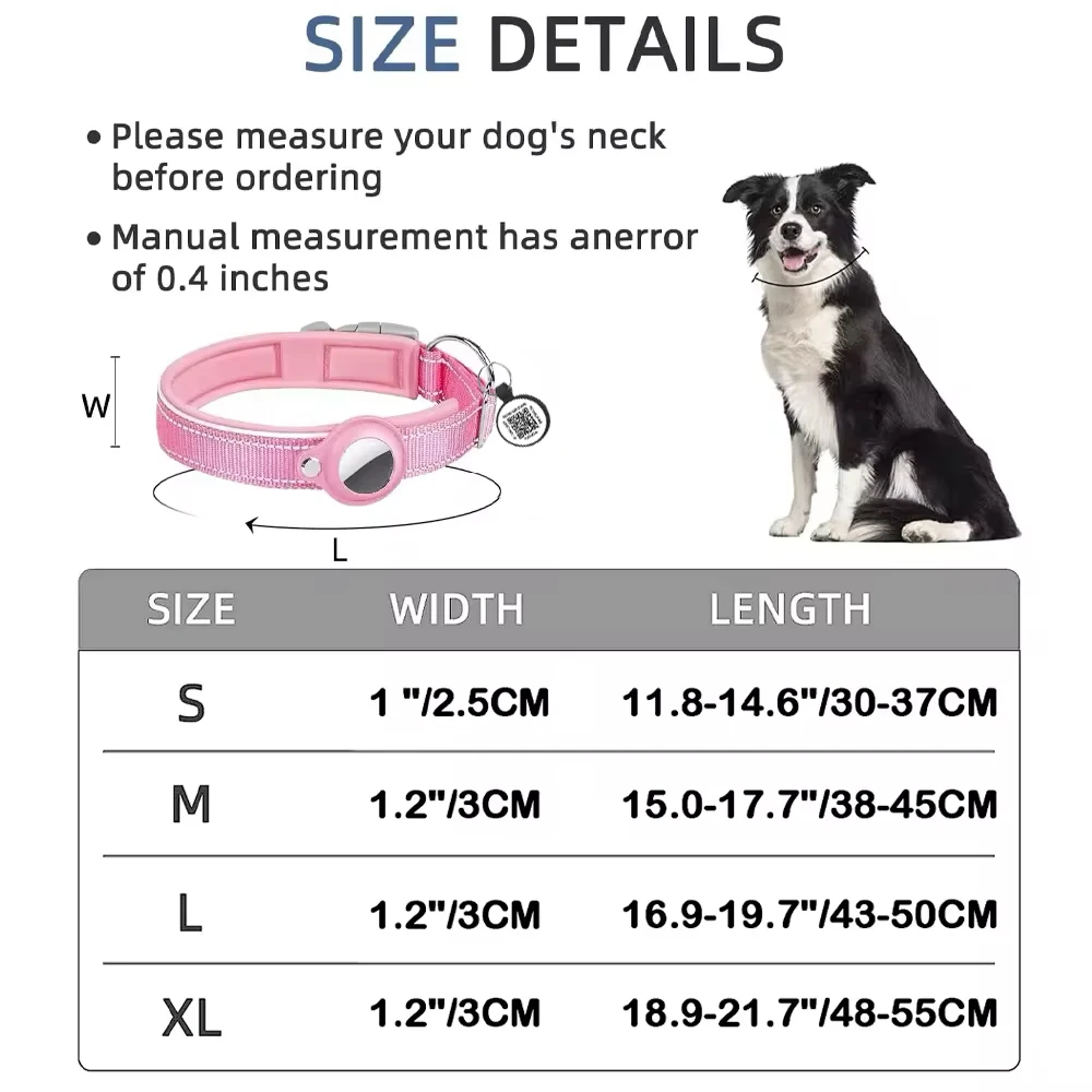 New 2-in-1 Dog Collar With Airtag Holder and Smart Tags for Anti-lost Protective GPS Trackers Airtag Case Suit Pets Dogs Cat