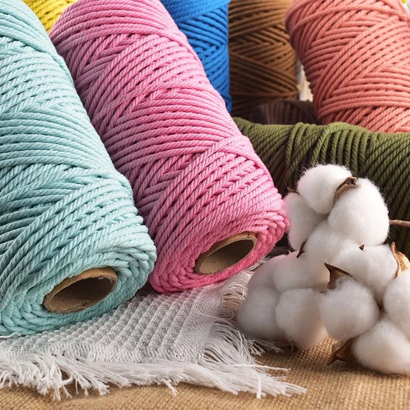 100% Natural Macrame Cord 4mm 11Yards Colored Cotton Rope Craft for DIY Crafts Knitting Plant Hangers Home Decoration