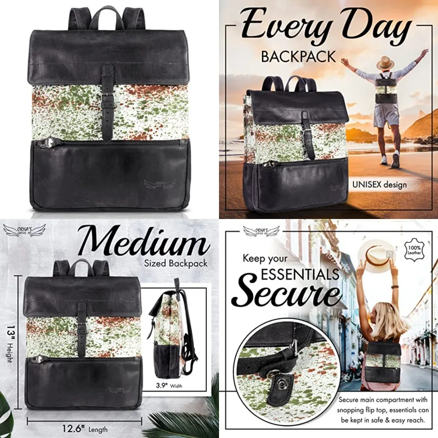 

Everyday Leather Backpack for Men and Women; Practical, Stylish and Spacious Bag; Unisex Design; Real Leather in A Chic Backpac