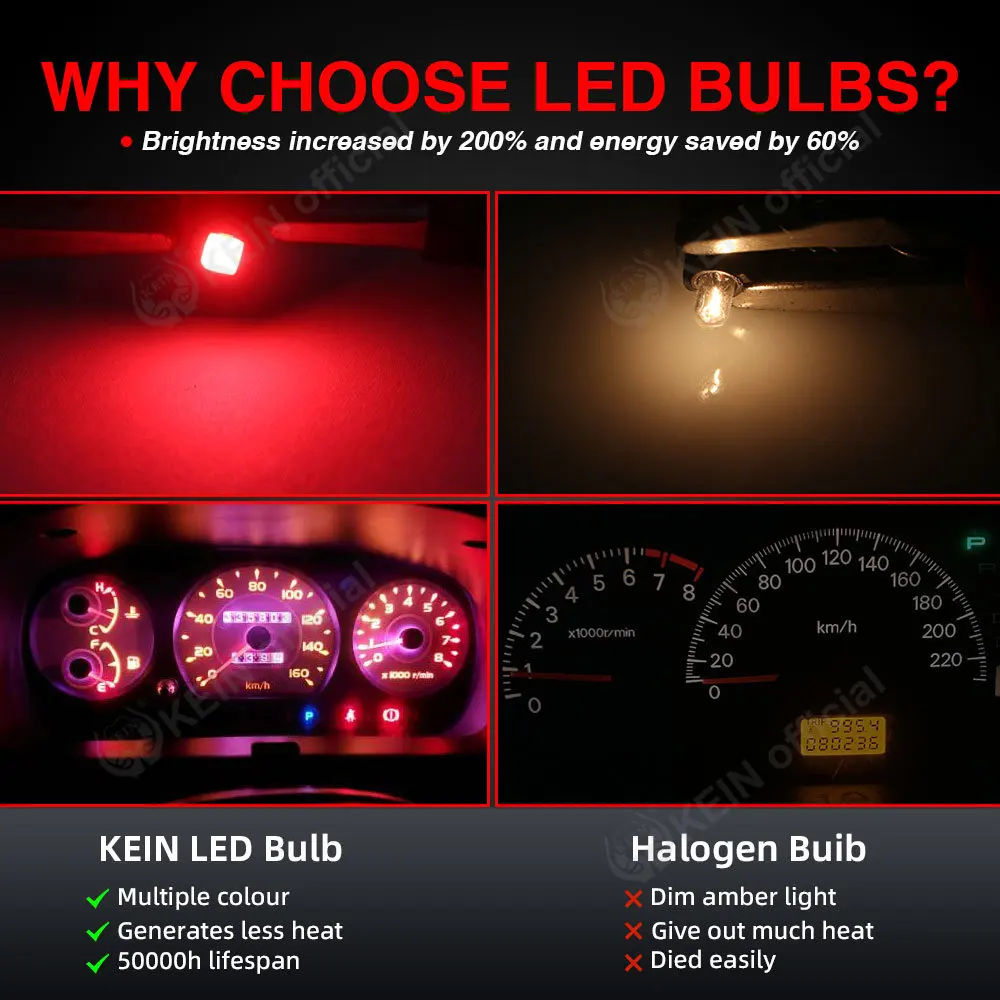 KEIN 8PCS T3 T4.2 T4.7 Instrument Neo Wedge Switch Radio Climate Control Bulb Dashboard Dash Indicator Lamp Panel Car Led Lights