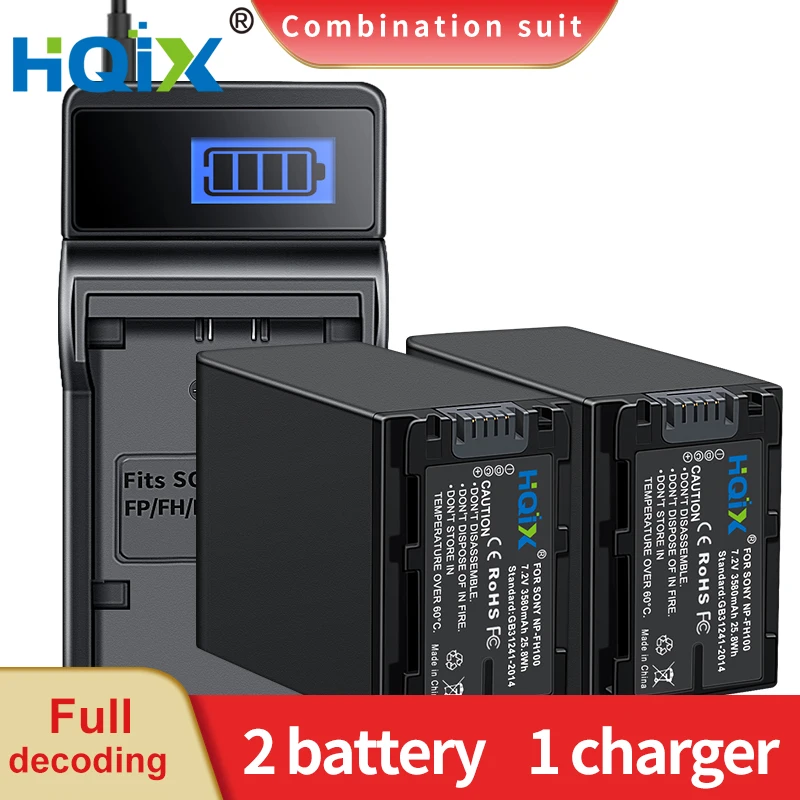 HQIX for Sony DCR-DVD810 DVD850 DVD910 SR7 SR8 SR10 SR11 SR12 SR42 SR45 SR67 SR46 SR47 SR62 SR65 Camera NP-FH100 Charger Battery