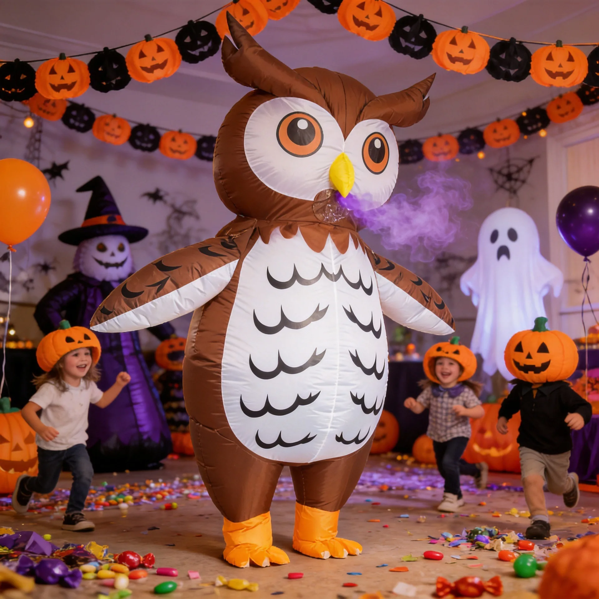 Halloween Inflatable Owl Costume Kids Party Show Props Funny Dress Up Holiday Decorations