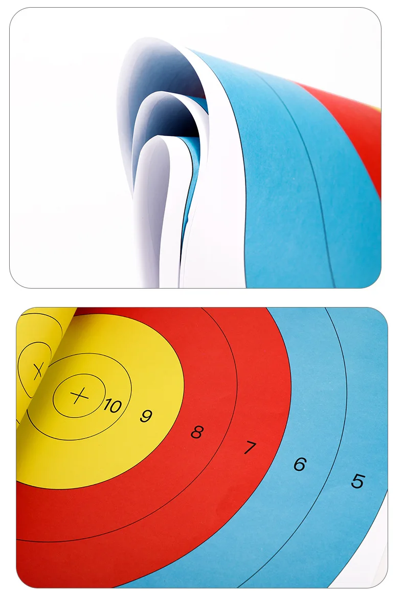 5 Pcs Target Paper Rainbow 5 Rings Competition Special Training 50x50cm for Recurve Compound Bow Archery Hunting Shooting