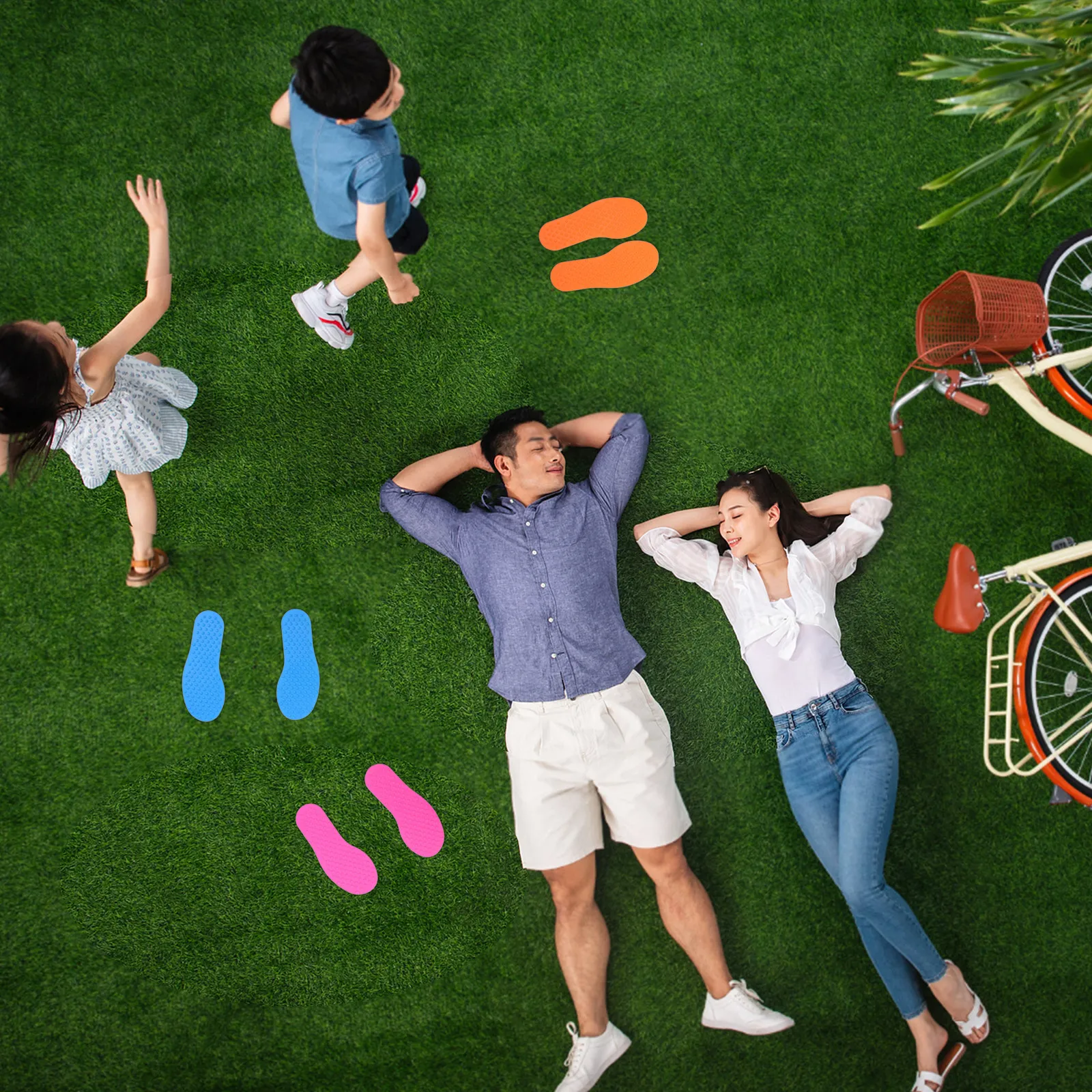 

6Pairs Foot Shaped Floor Markers Non-Skid Rubber Spots for Classroom Preschool Outdoor Agility Training Sensory Mats for Kids