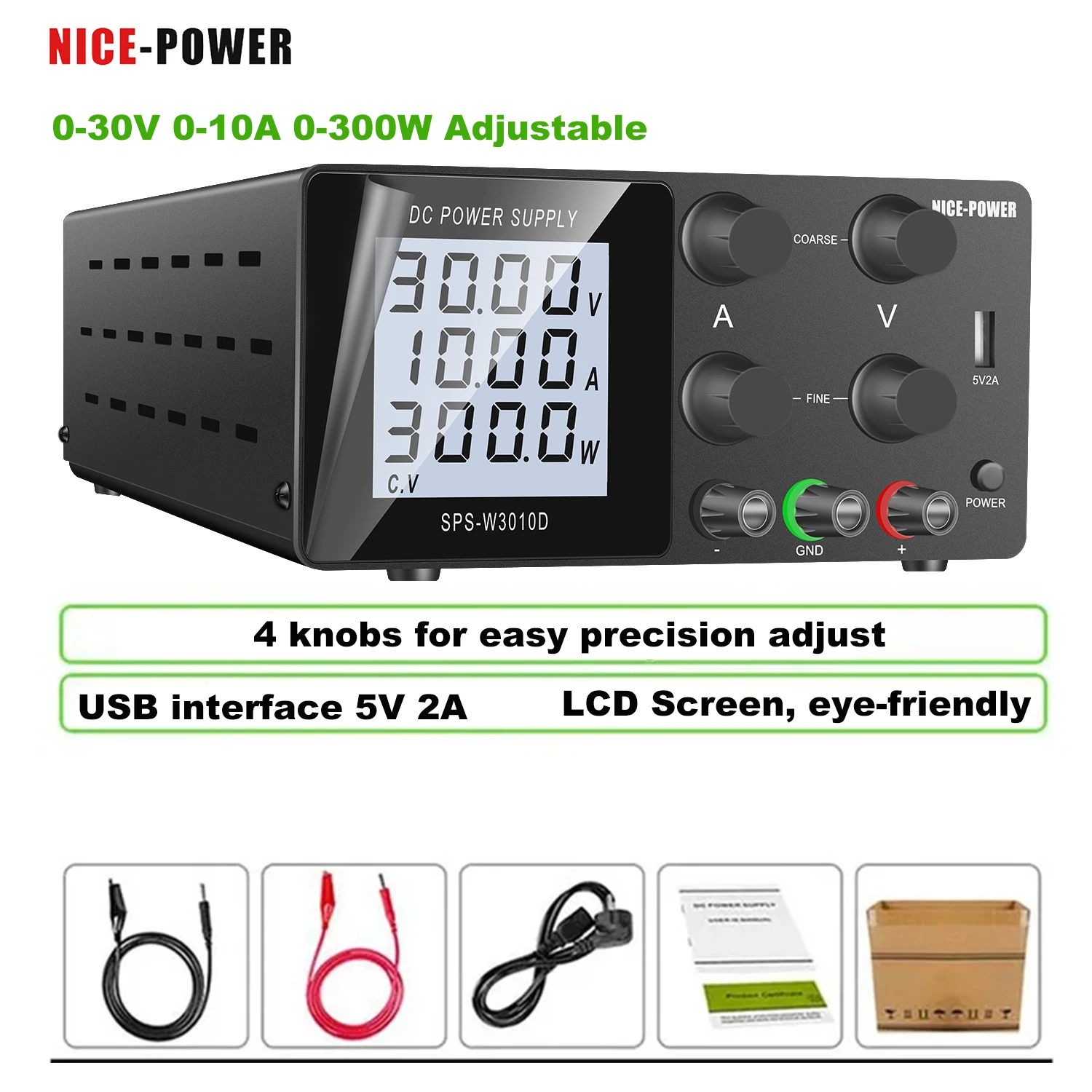 NICE-POWER DC Laboratory Power Supply 30V 10A 5A 60V 120V Adjustable Voltage Regulator Switching Power Supply Shipping From US