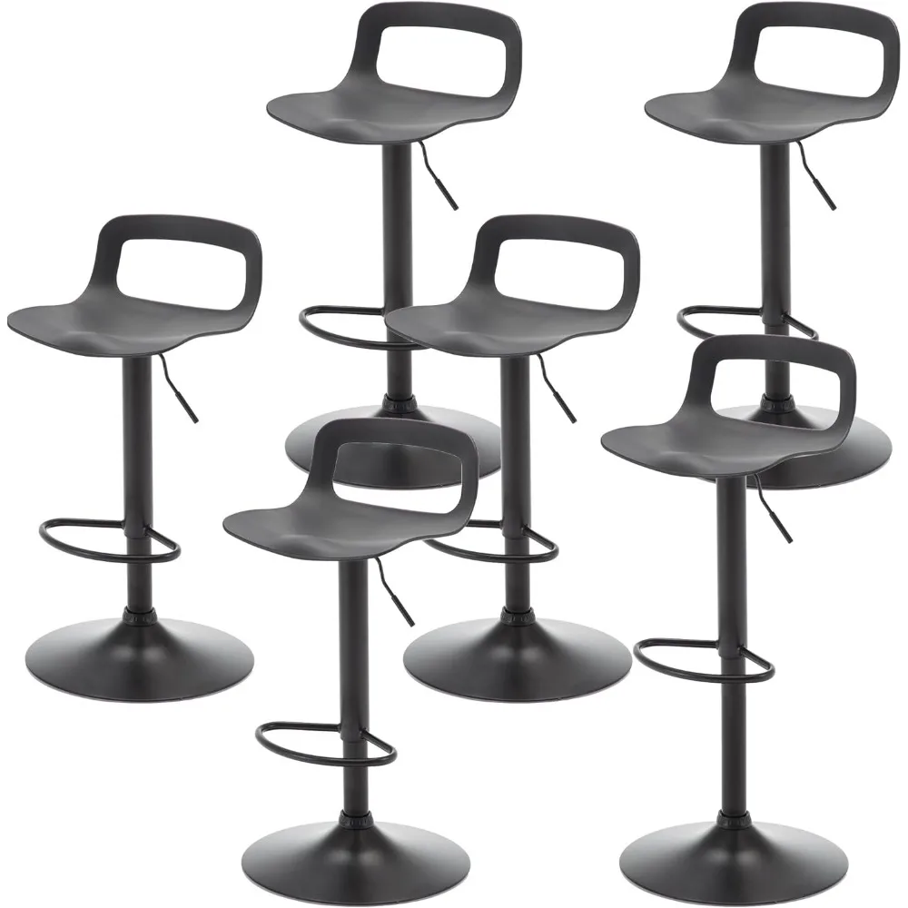 

NOB Contemporary Chrome Air Lift Adjustable Swivel Bar Stool (6 Pieces, Black)