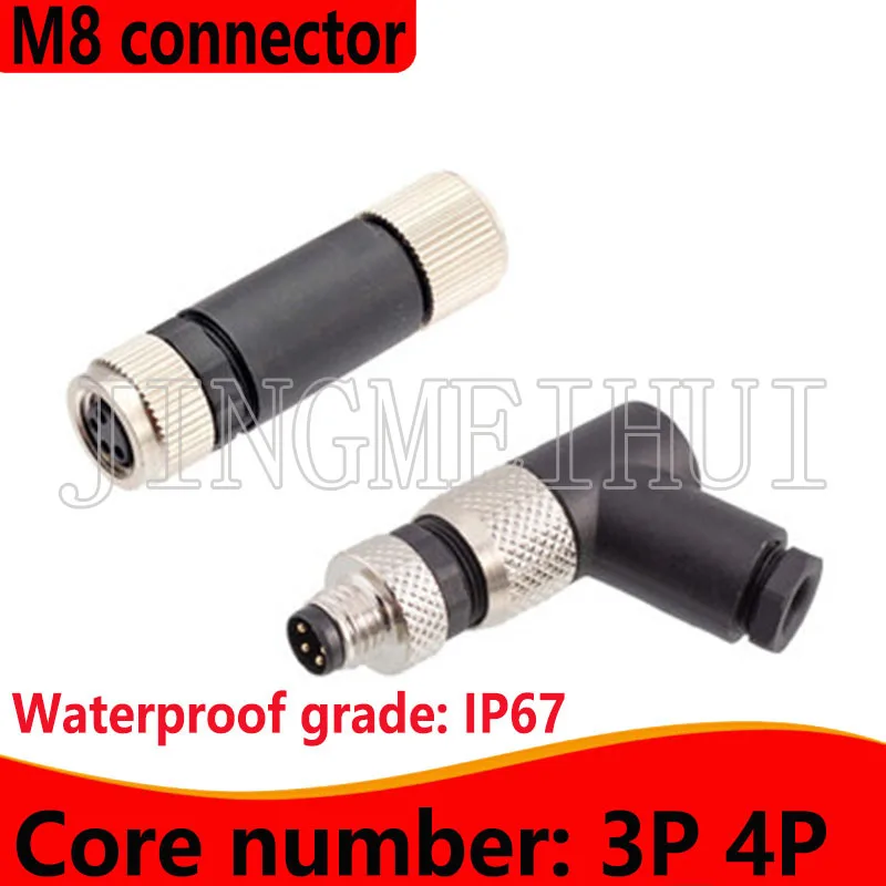 

M8 Assembled Aviation Plug Straight Elbow Male And Female Socket Screw Crimp Cable Female Waterproof Connector 3Pin 4PinFactory