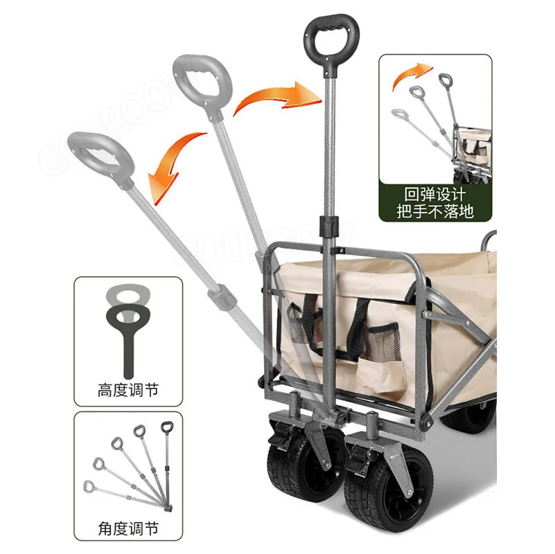 Heavy Duty Large Capacity Folding Wagon Shopping Beach Garden Pull Trolley Collapsible Folding Outdoor Portable Utility Cart