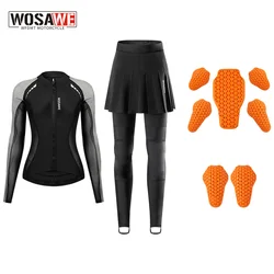 WOSAWE Motorcycle Jacket Pants Set Women Summer Riding Skirt-Pants Motocross Sport Suits with Soft Pads