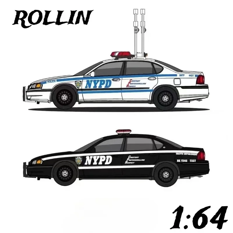 Rollin 1:64 2026 Foshan Show Exclusive 8th Gen Chevrolet Impala NYPD Police Car Diecast Collectible Model Car