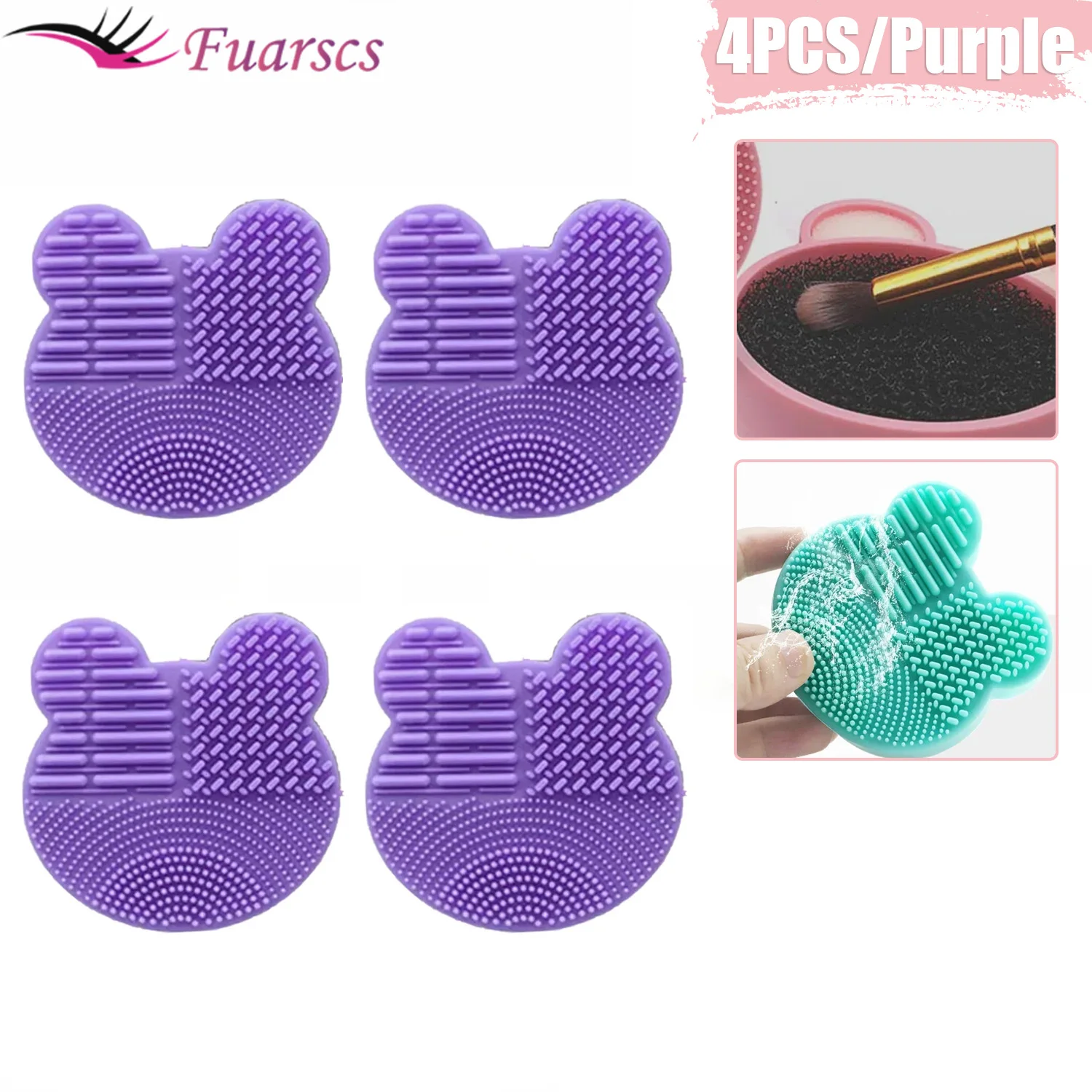 4pcs Purple Makeup Brush Cleaner Pad Washing Brush Mat Cosmetic Brush Cleaner Universal Make Up Tools Scrubber Board Pad