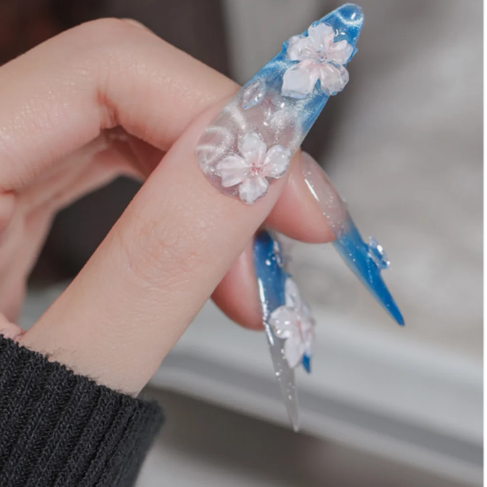 20개입 물결무늬 캣아이 마그네틱 젤 비즈 다기능 네일아트 꽃 조각 캣마그넷 DIY 네일아트 디자인 도구