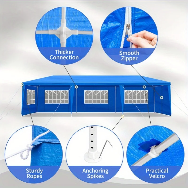 خيمة حفلات بمظلة خارجية مقاومة للماء مقاس 10 × 30 بوصة مع 8 جدران 8