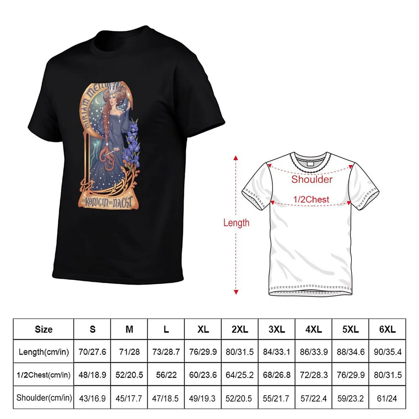 QUEEN OF NIGHT - The Magic Flute Art Nouveau T-Shirt Soft Basic Cotton Short Sleeve Tee