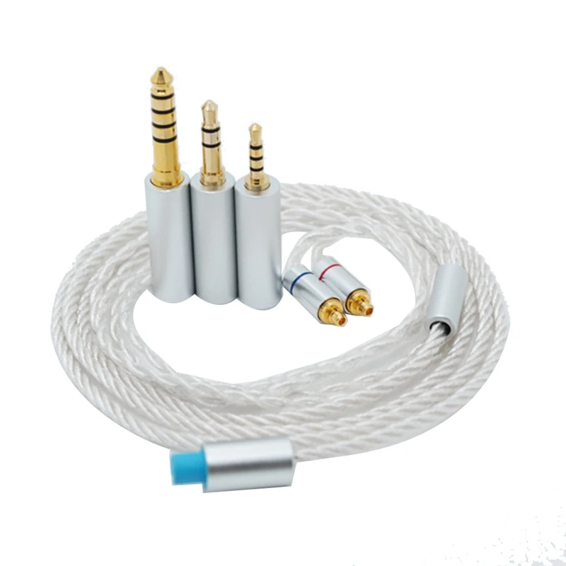 Кабель для наушников 3 в 1 посеребренный для IE300 IE600 IE900 MMCX